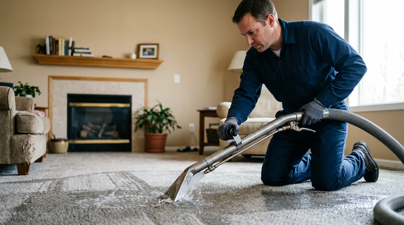 Water damage restoration technician working near Lyndon Station, WI